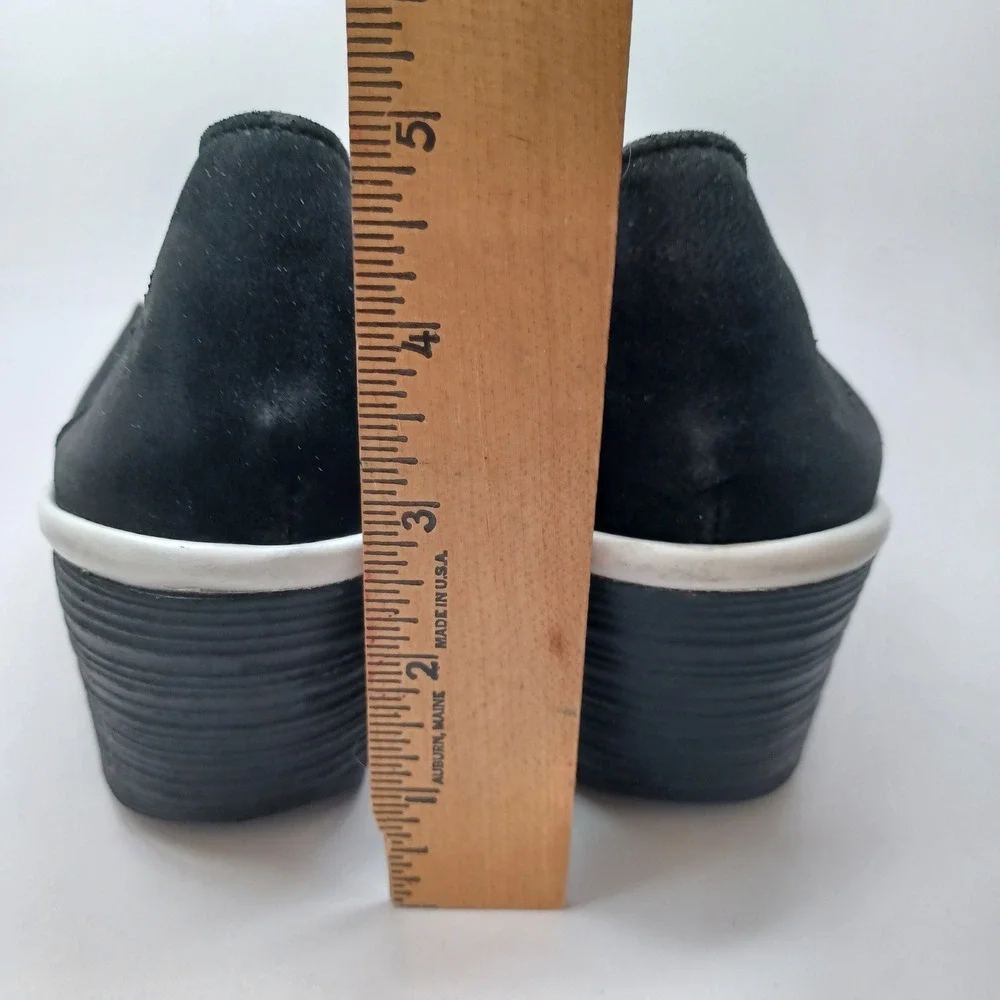 Fly London Black Nubuck Leather Asymmetrical Wedge Platform Pumps 38 or 7